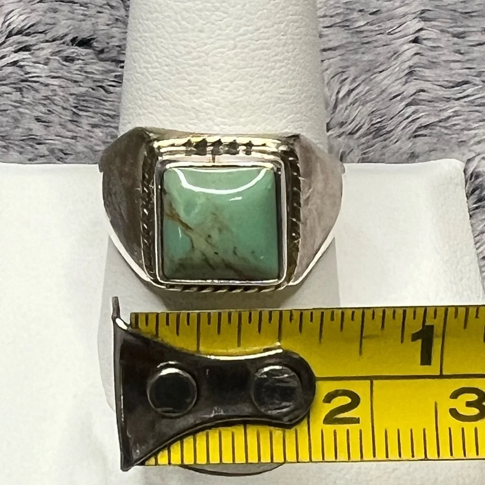 Bezel set Square Turquoise Men’s Ring Size 10